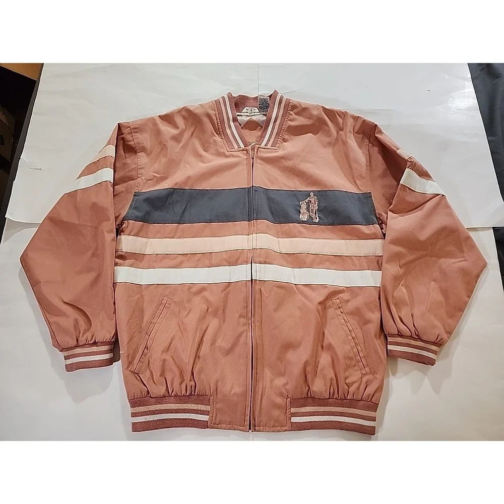 Vintage Gabicci Color Block‎ Bomber Jacket Retro Striped Casual Coat Lg